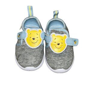 Disney Winnie The Pooh Blue & Grey Boys Infant Baby Shoes Sz 3 NWOT
